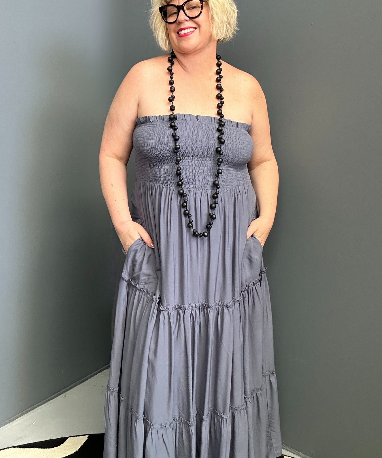 'STEVIE' Maxi Dress - Steel Blue