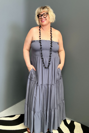 'STEVIE' Maxi Dress - Steel Blue