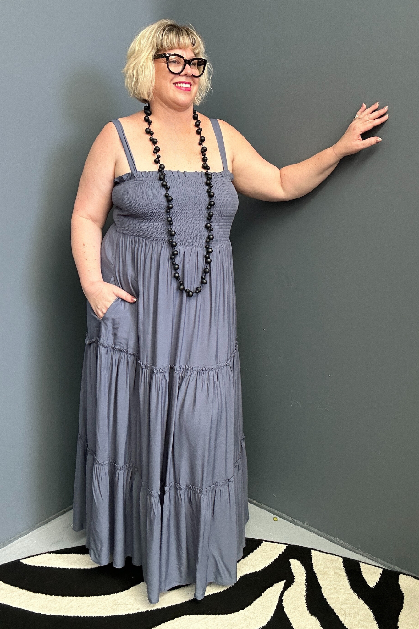 'STEVIE' Maxi Dress - Steel Blue