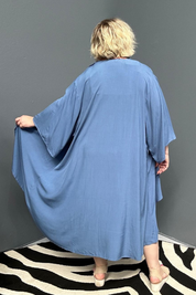 'ASAMI' Kimono Duster - Steel Blue