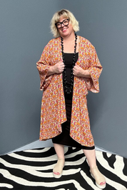 'ASAMI' Kimono Duster - Orange Swirl