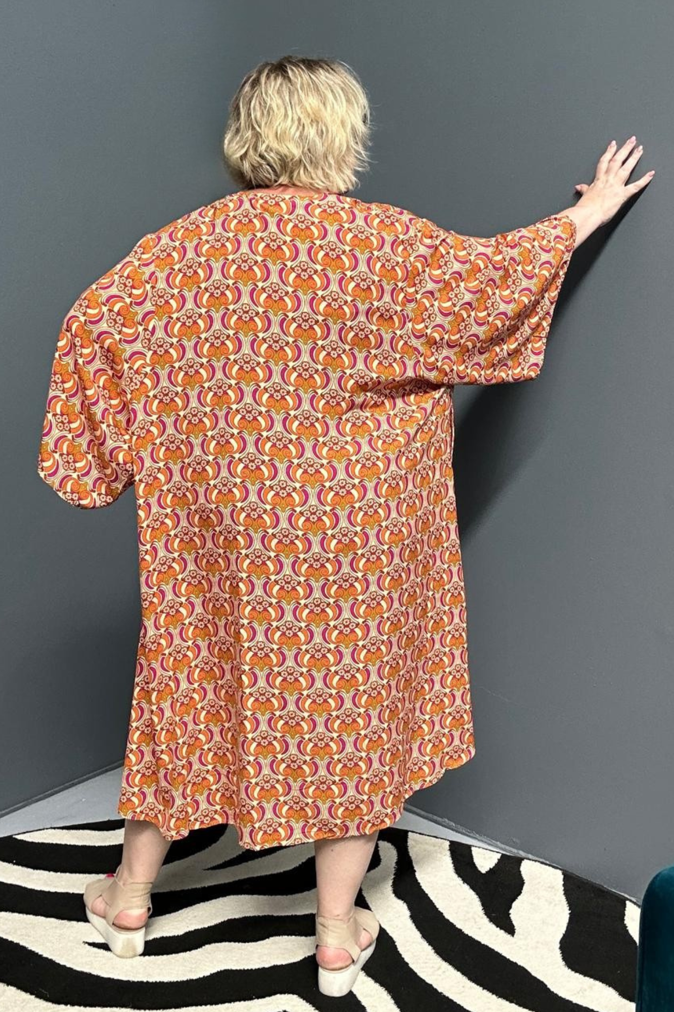 'ASAMI' Kimono Duster - Orange Swirl