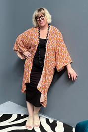 'ASAMI' Kimono Duster - Orange Swirl