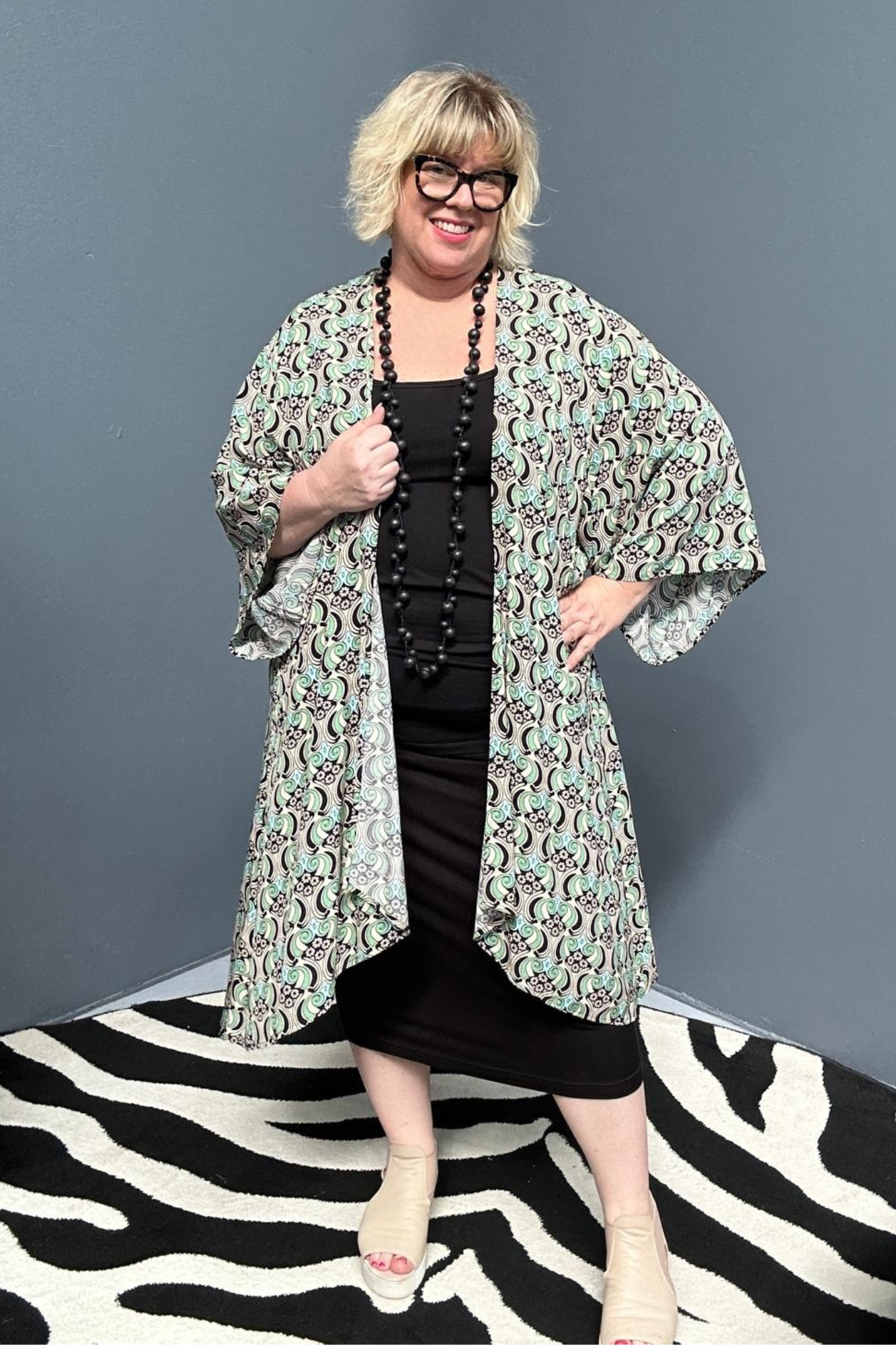 'ASAMI' Kimono Duster - Mint Swirl