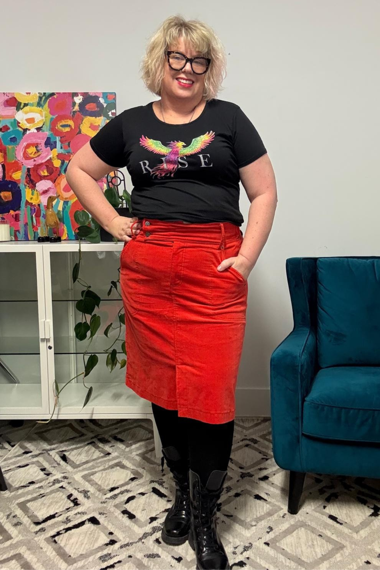 'GRACE' Cord Skirt - Papaya