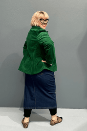 'AVA' is a plus-size stretch cord jacket - Emerald