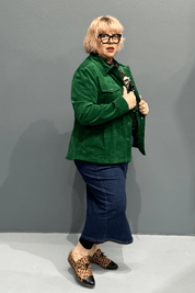 'AVA' is a plus-size stretch cord jacket - Emerald