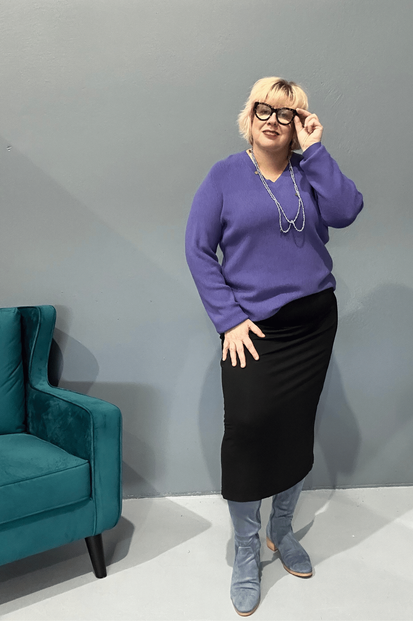 Plus size 'Charli' Jersey Rayon Skirt  perfect for both office and casual wear - Black.