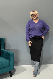 Plus size 'Charli' Jersey Rayon Skirt  perfect for both office and casual wear - Black.