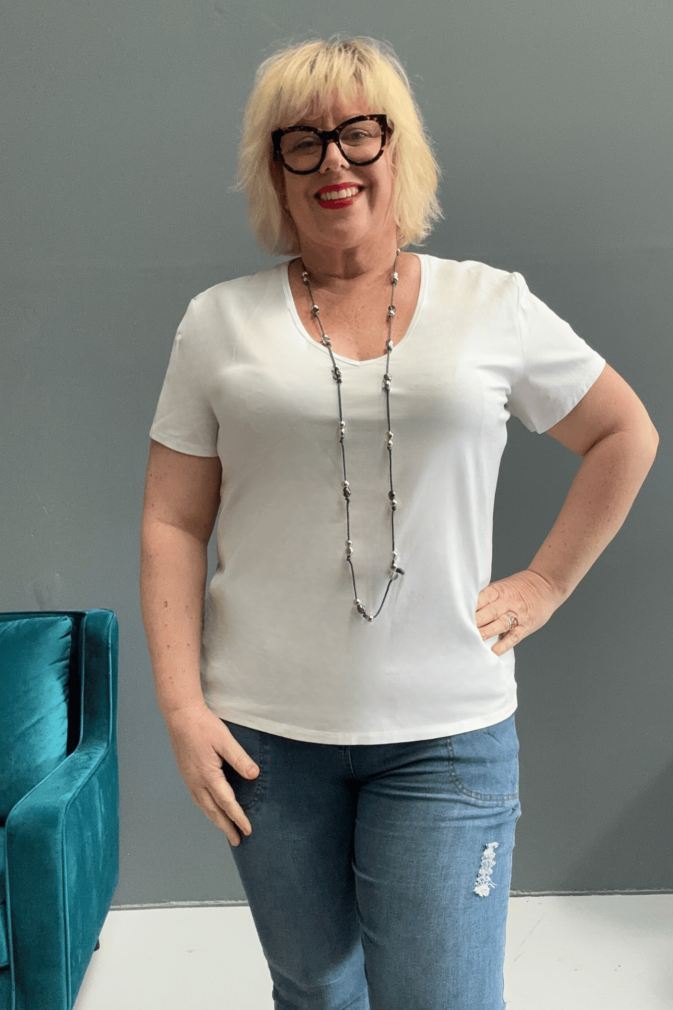 Cotton Lycra Classic Plus Size Tee in WHITE, versatile t-shirt for layering and everyday wear.