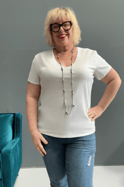 Cotton Lycra Classic Plus Size Tee in WHITE, versatile t-shirt for layering and everyday wear.