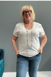 Cotton Lycra Classic Plus Size Tee in WHITE, versatile t-shirt for layering and everyday wear.