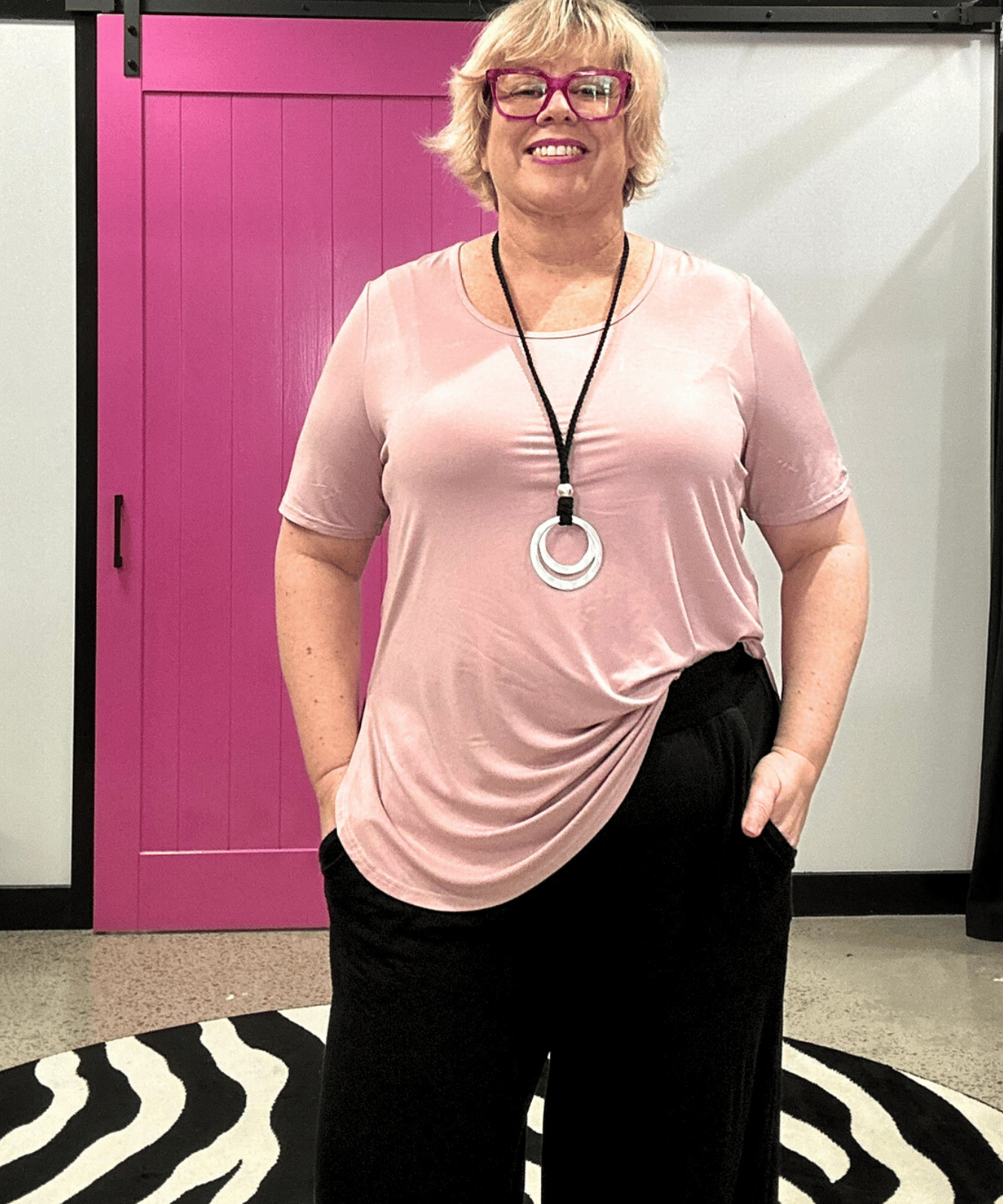 “Crystal” bamboo short sleeve top with high side splits, perfect for versatile styling and plus size fashion - Orchid