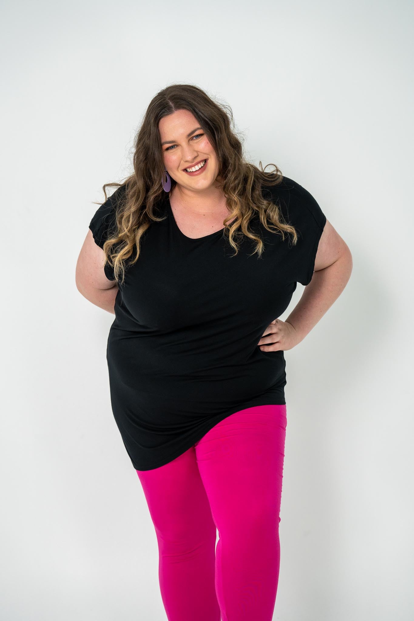 'Jazz' Asymmetric top with a trendy hem, soft fabric, perfect for plus size women. Pairs well with jeans or skirts for casual or evening wear.