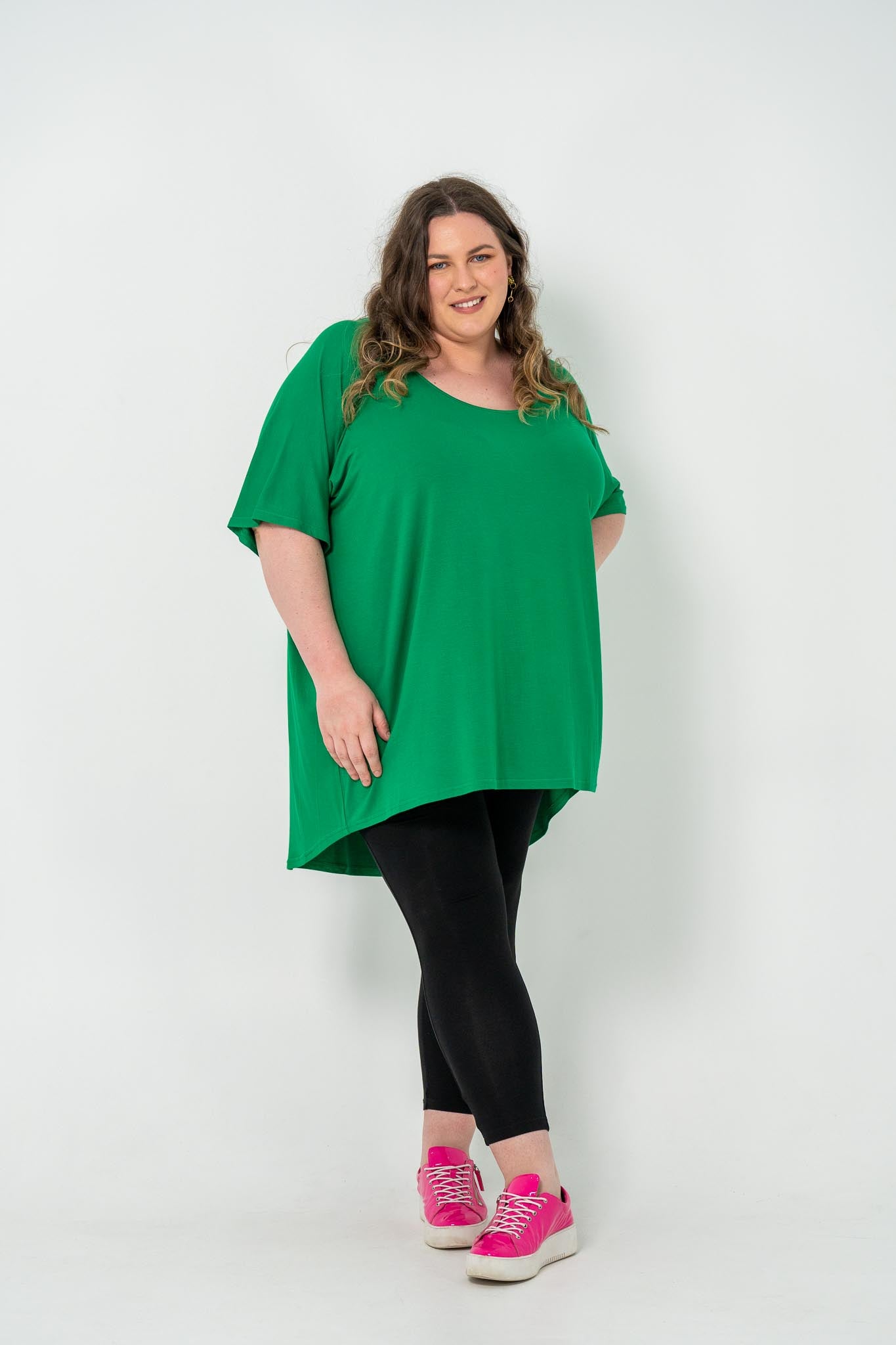 Oversized green Rayon Boxtop, stylish and breathable, ideal for all-year layering - Green Tambourine.