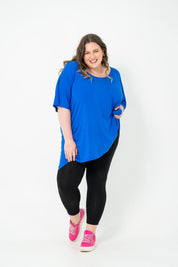 Oversized Cobalt Rayon Boxtop, perfect for stylish and comfortable layering in plus size fashion.