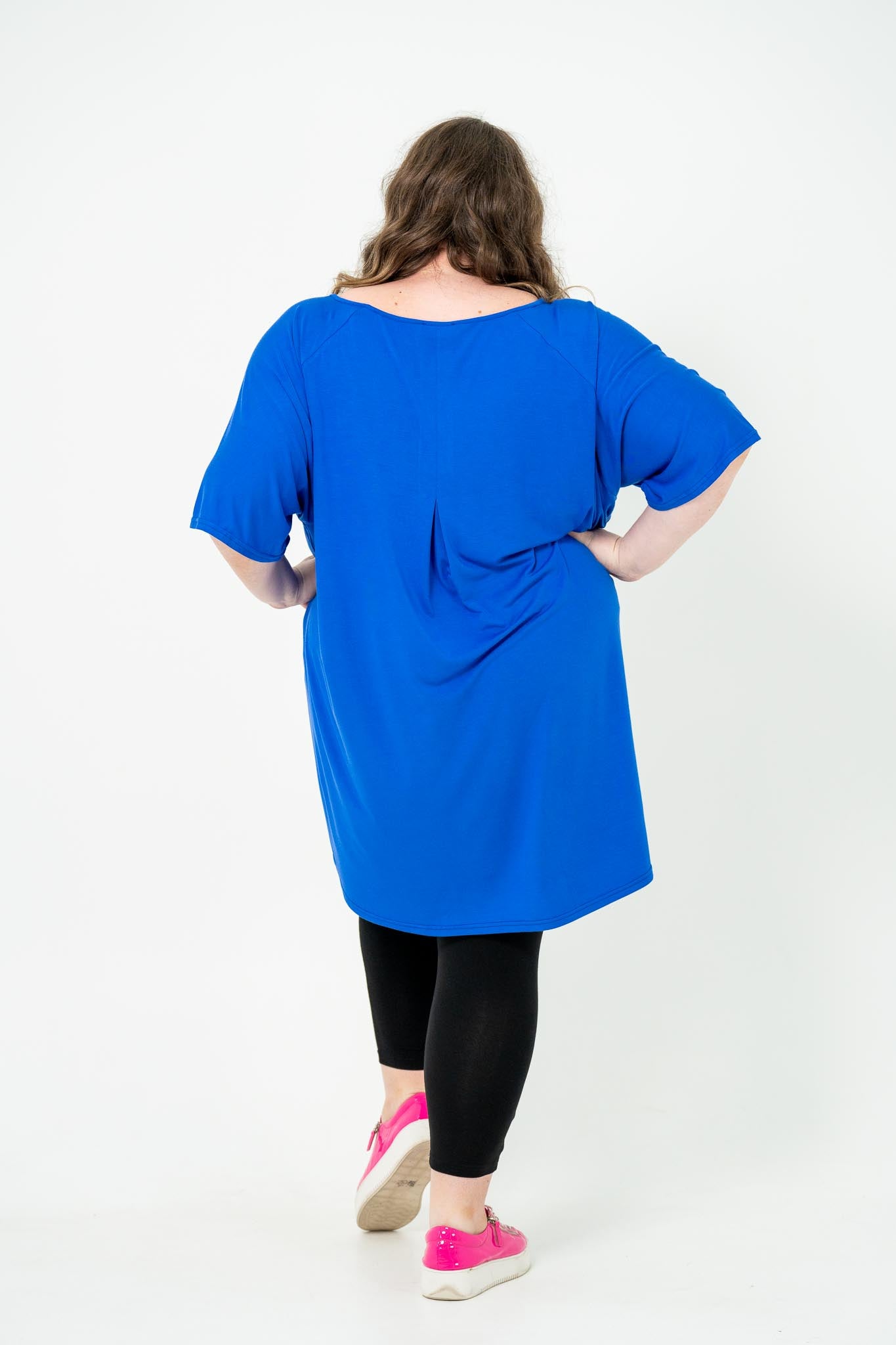 Oversized Cobalt Rayon Boxtop, perfect for stylish and comfortable layering in plus size fashion.