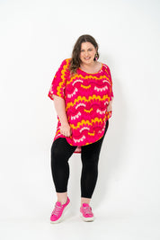 Oversized Pink Wave Rayon Box top, breathable fabric, perfect for layering.