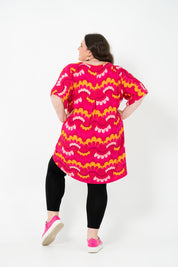 Oversized Pink Wave Rayon Box top, breathable fabric, perfect for layering.