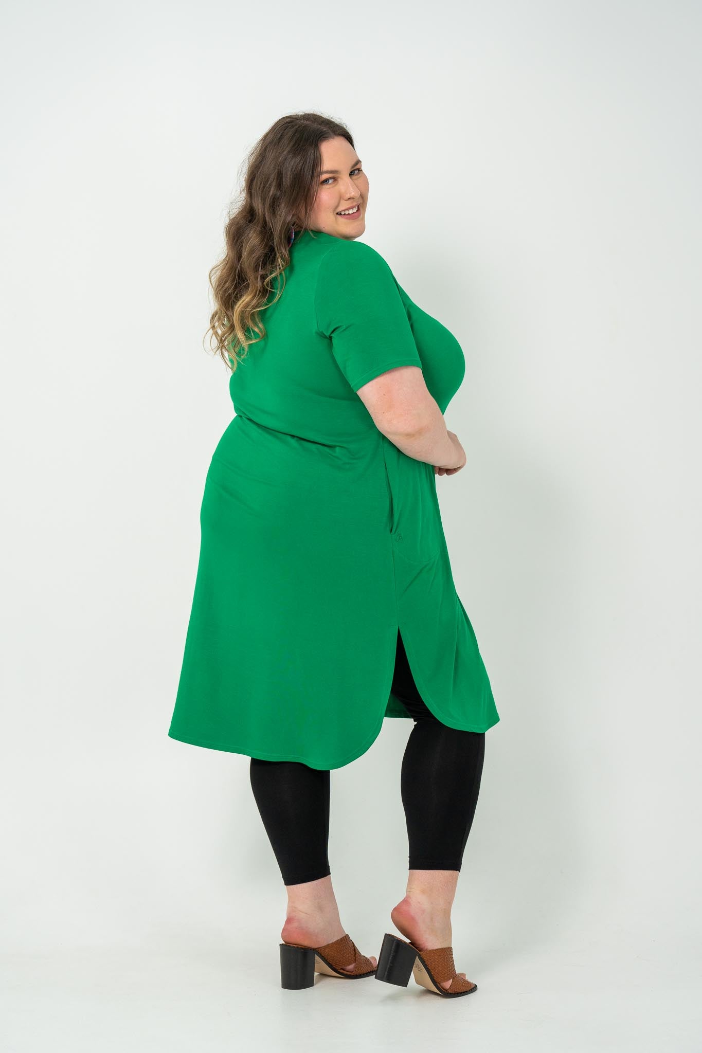 'ALANA' T-Shirt Dress-Green Tambourine