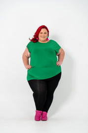 'Jazz' Asymmetric Top in plus size, featuring a flattering hem, ideal for casual or dressy occasions, pairs well with jeans, skirts, or leggings.