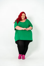 Oversized green Rayon Boxtop, stylish and breathable, ideal for all-year layering - Green Tambourine.