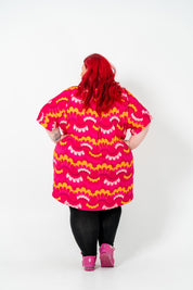 Oversized Pink Wave Rayon Box top, breathable fabric, perfect for layering.