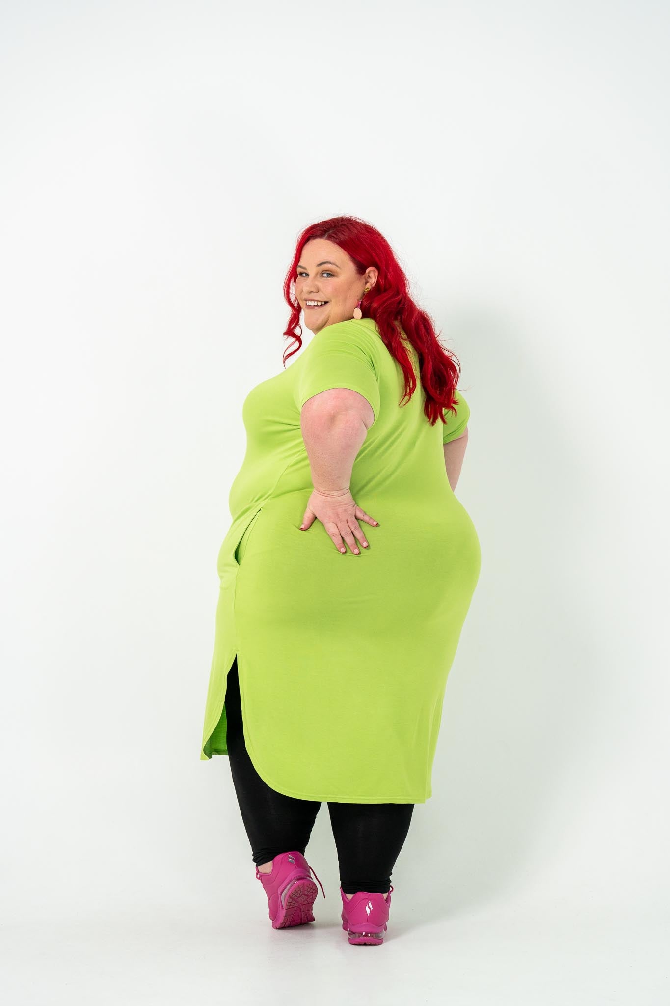 Lime green t 2025 shirt dress plus size