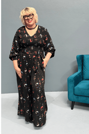 Plus-size FEARLESS jumpsuit with a dreamy moon print