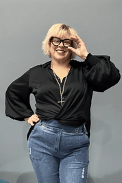 'GORGEOUS' plus size versatile top with a no-gaping bust line, perfect for pairing with jeans or dressing up for a night out.