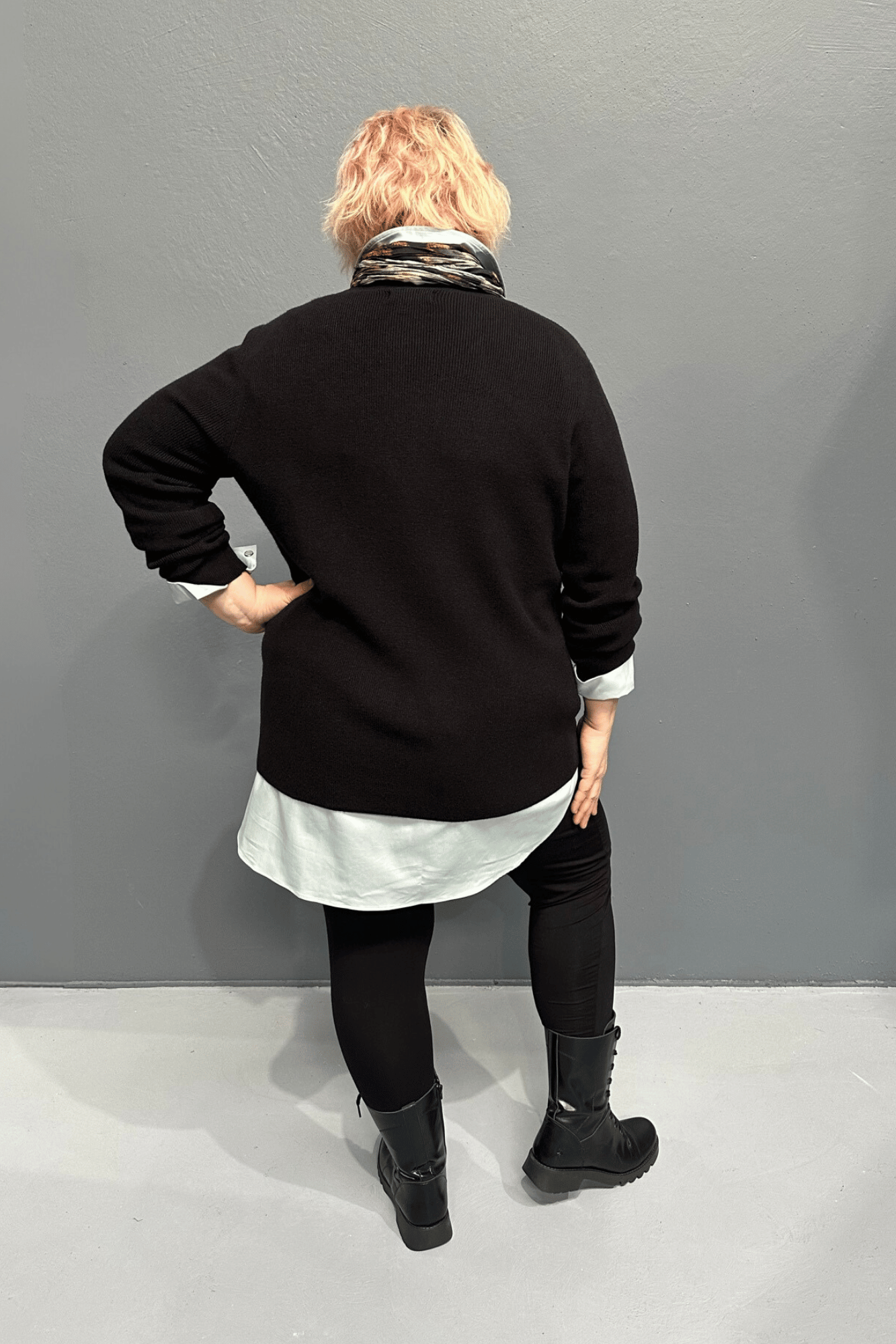 'JOSIE' black knit jumper for plus size women, soft and lightweight, pairs well with skirts and jeans.