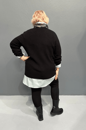 'JOSIE' black knit jumper for plus size women, soft and lightweight, pairs well with skirts and jeans.