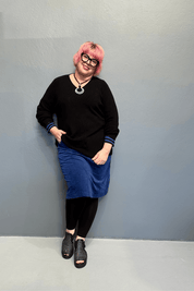 'JOSIE' black knit jumper for plus size women, soft and lightweight, pairs well with skirts and jeans.