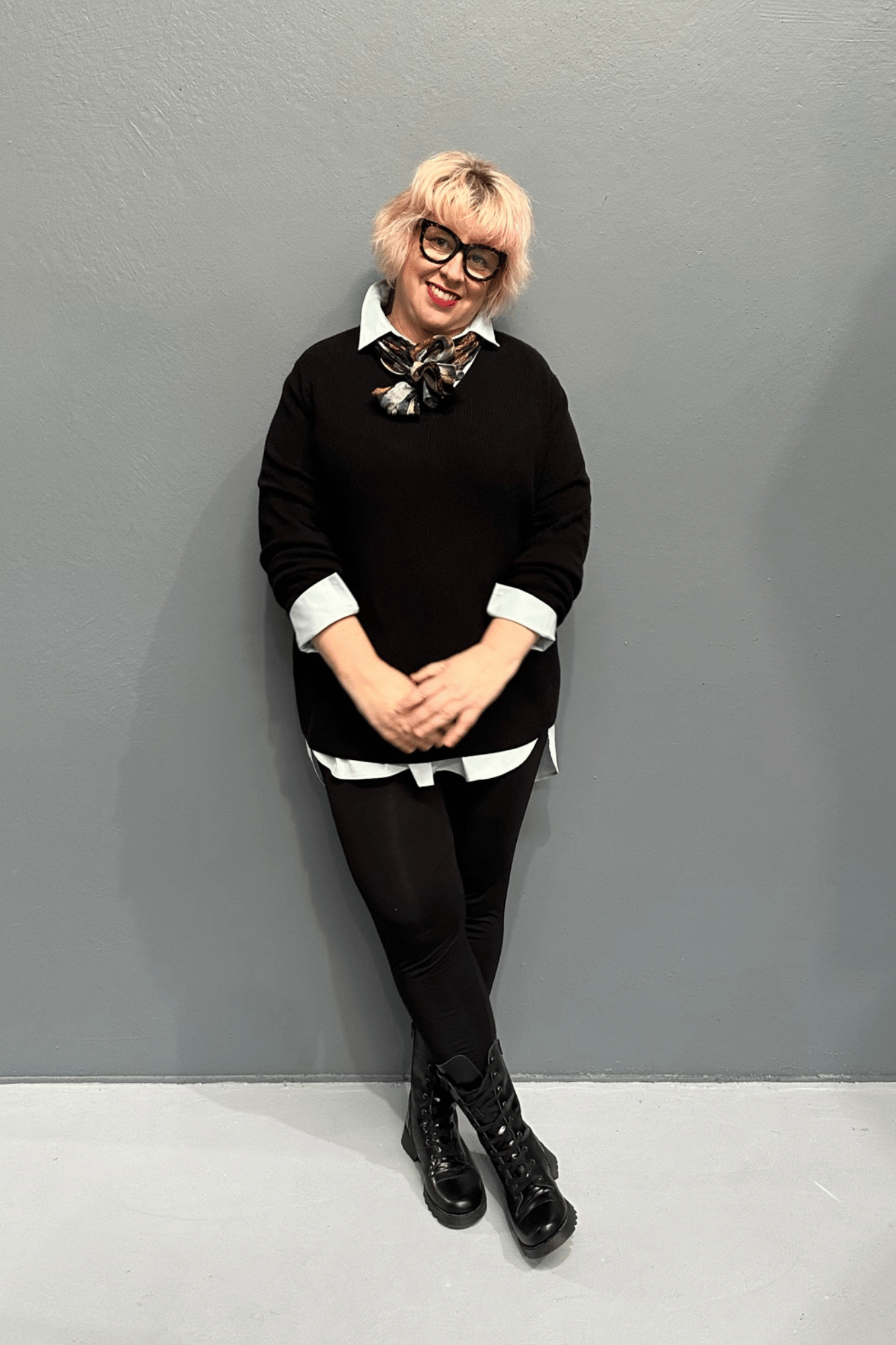 'JOSIE' black knit jumper for plus size women, soft and lightweight, pairs well with skirts and jeans.