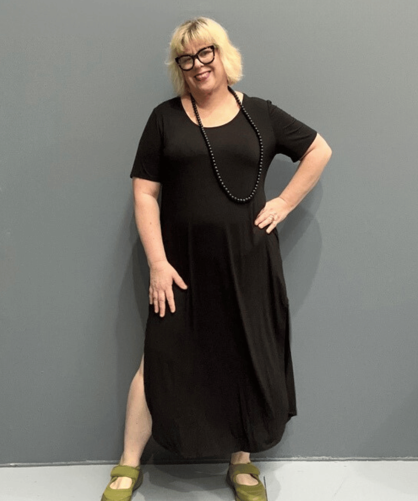 Plus-size black bamboo maxi dress with a soft, flowy fit.