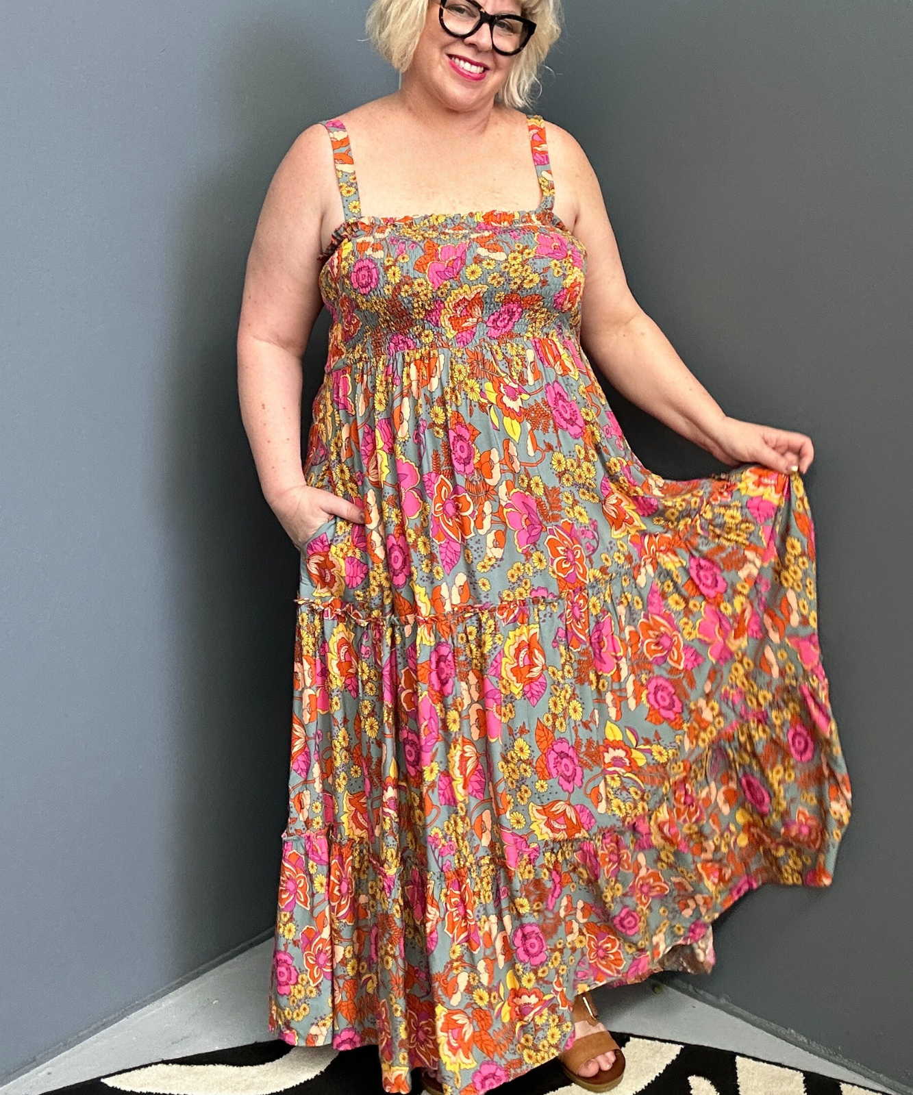 Plus-size sage green maxi dress with a flattering wrap fit and soft flow.
