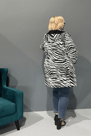 ZEBRA Trench Coat: Plus size, breathable polyester shell, soft bamboo lining, eye-catching zebra pattern.