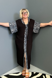 Plus-size TABOO bamboo maxi dress in a rich blue hue.