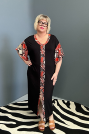 Plus-size TABOO bamboo maxi dress in a bold red hue
