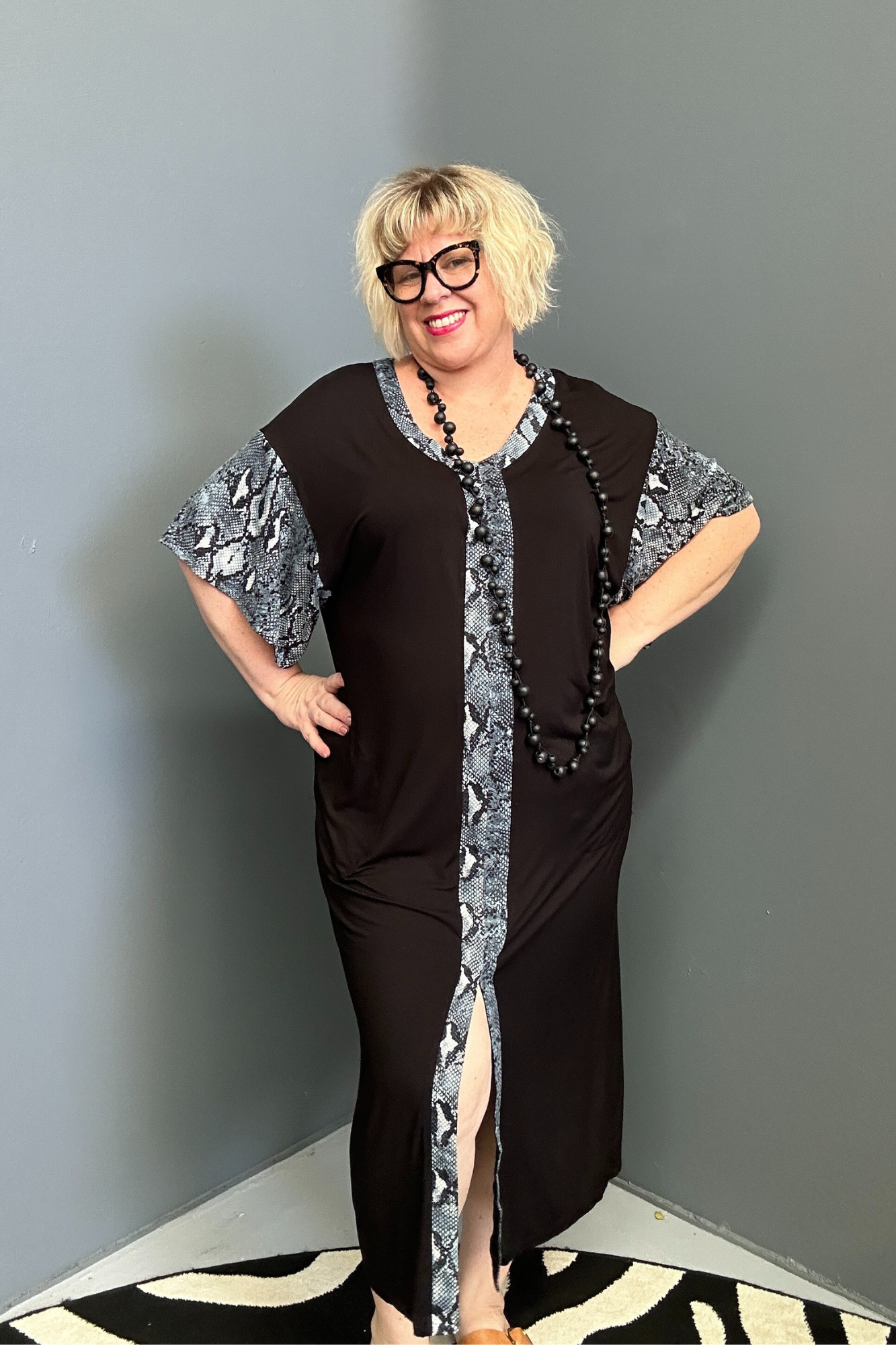 Plus-size TABOO bamboo maxi dress in a rich blue hue.