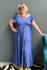 Thea maxi plus size dress cornflower blue