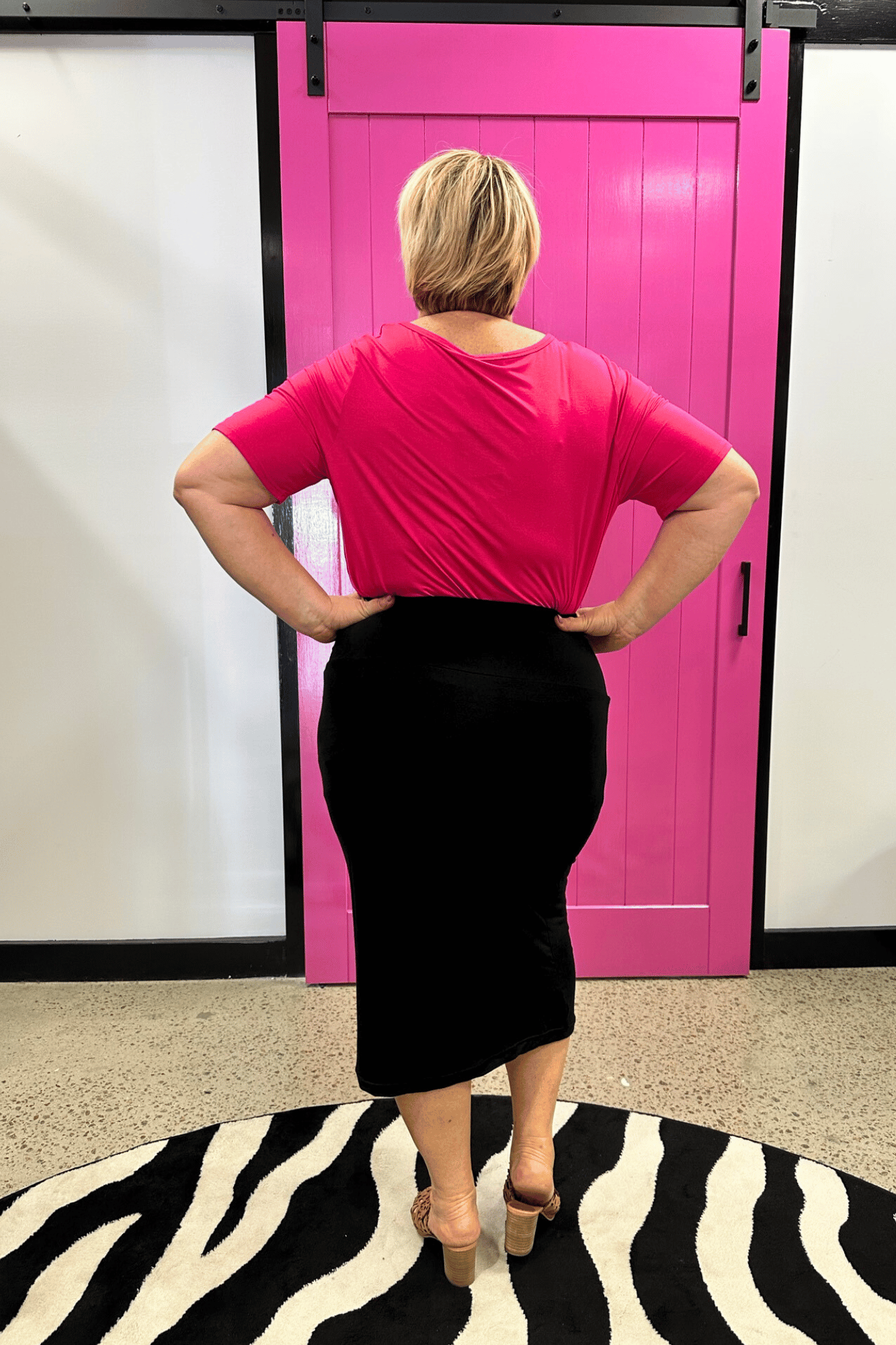 'Charli' Mid Calf Jersey Rayon Skirt - Black