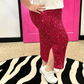 'SCARLET' Mid Calf Sequin Skirt - PINK