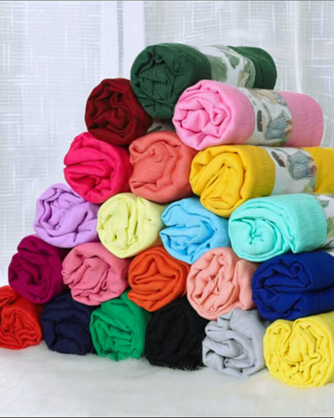 Soft cotton voile scarf - Block colours