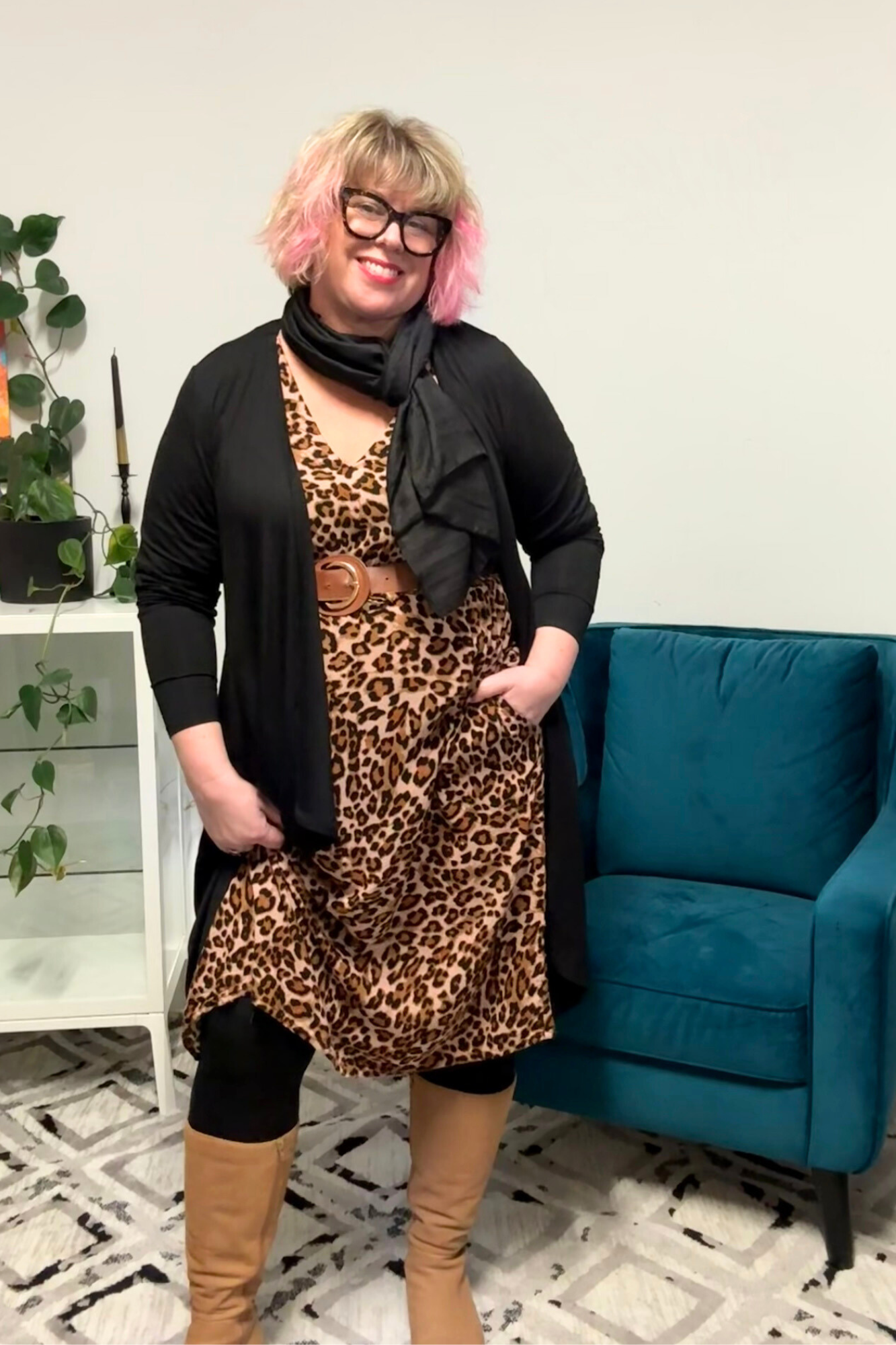 'EBONY' Drawstring Dress - Leopard