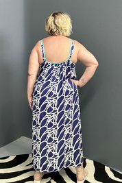 Plus-size navy singlet dress with a soft, breathable fit.