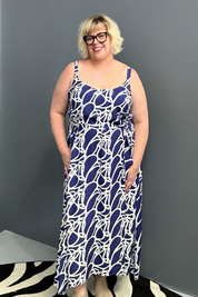Plus-size navy singlet dress with a soft, breathable fit.
