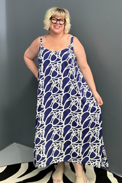 Plus-size navy singlet dress with a soft, breathable fit.