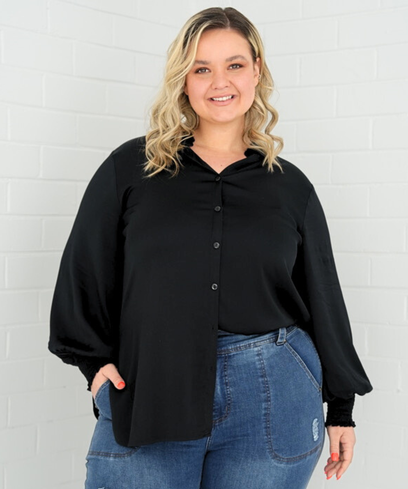 'GORGEOUS' plus size versatile top with a no-gaping bust line, perfect for pairing with jeans or dressing up for a night out.