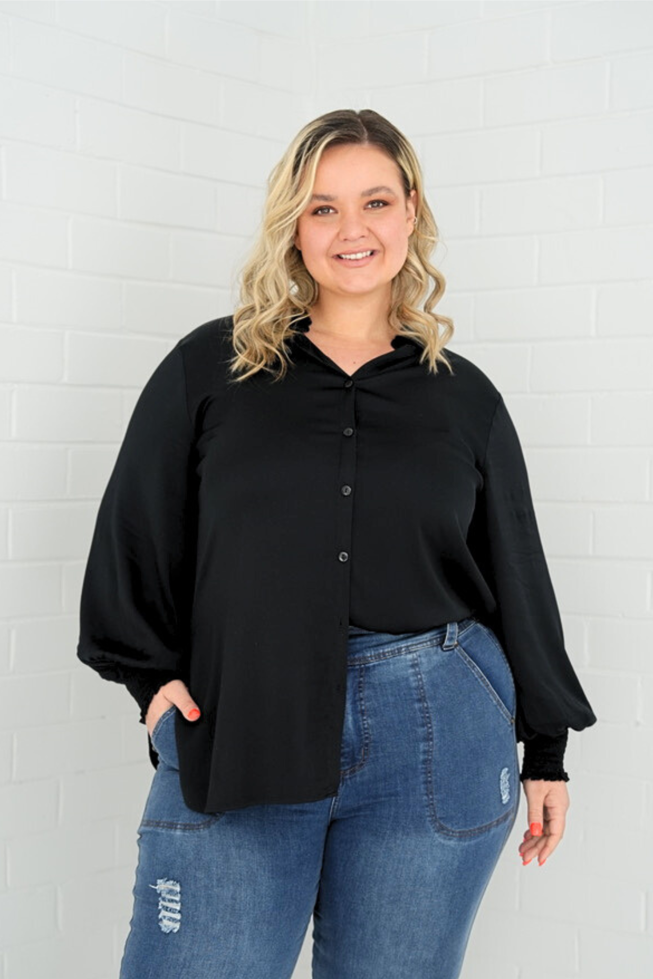 'GORGEOUS' plus size versatile top with a no-gaping bust line, perfect for pairing with jeans or dressing up for a night out.